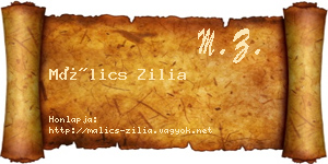 Málics Zilia névjegykártya